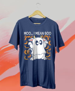 moo i mean boo halloween ghost cow lover t-shirt