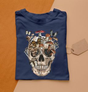 mushroom clothing mushroom collector skull t-shirt