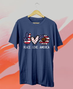 peace love america us flag 4th of july patriot t-shirt