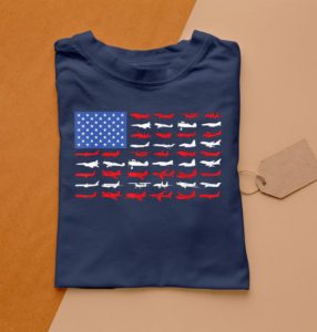 pilot airplane american flag plane aviation t-shirt