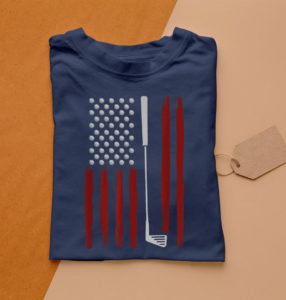 retro american flag golf t-shirt
