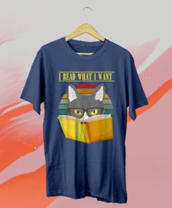 vintage i read what i want funny cat reading a book t-shirt