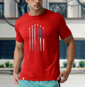 american flag usa airplane jet fighter 4th of july patriotic t-shirt