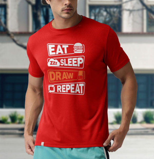 eat sleep draw repeat t-shirt