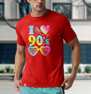i love the 90s colorful tie dye tee cool sunglasses heart t-shirt