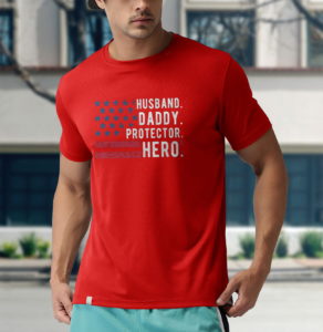 mens husband daddy protector hero fathers day american flag t-shirt