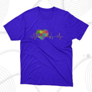 autism puzzle piece heartbeat heart awareness t-shirt