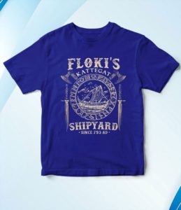 flokis shipyard kattegat viking ship and sword t-shirt