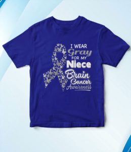 i wear gray for my niece - brain cancer awareness t-shirt