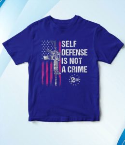 self defense is not a crime gun rights ar-15 american flag t-shirt