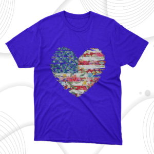 womens 4th of july shirt american flag floral heart t-shirt