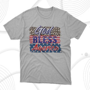 god bless america 4th of july patriotic leopard t-shirt