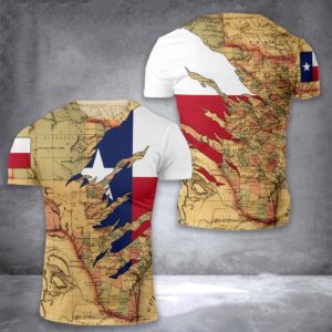 texas flag and map all over print t-shirt