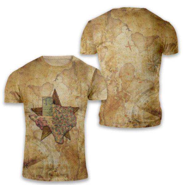 texas map the lone star nation all over print t-shirt