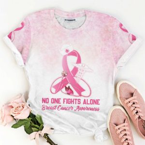 tie dye no one fight alone nurse breast cancer all over print t-shirt