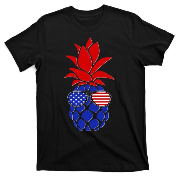 usa american flag sunglasses pineapple t-shirt