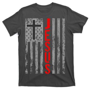 vintage jesus usa american flag catholic christion cross t-shirt