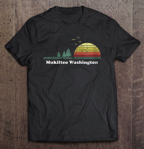 vintage mukilteo washington sunset souvenir print zip t-shirt