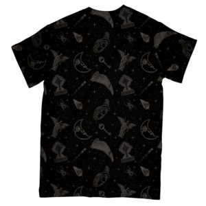 wild ram skull moon phase wicca all over print t- shirt