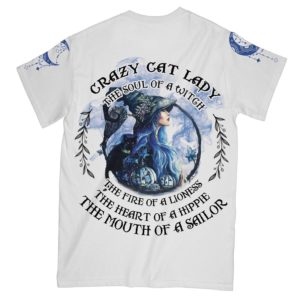 witch crazy cat lady the soul of a witch all over print t-shirt