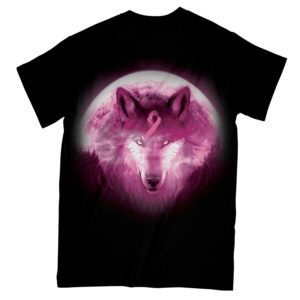 wolf be stronger than the storm breast cancer awareness aop t-shirt