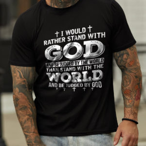 i would rather stand with god casual letter crew neck cotton blends t shirt Kkvfw
