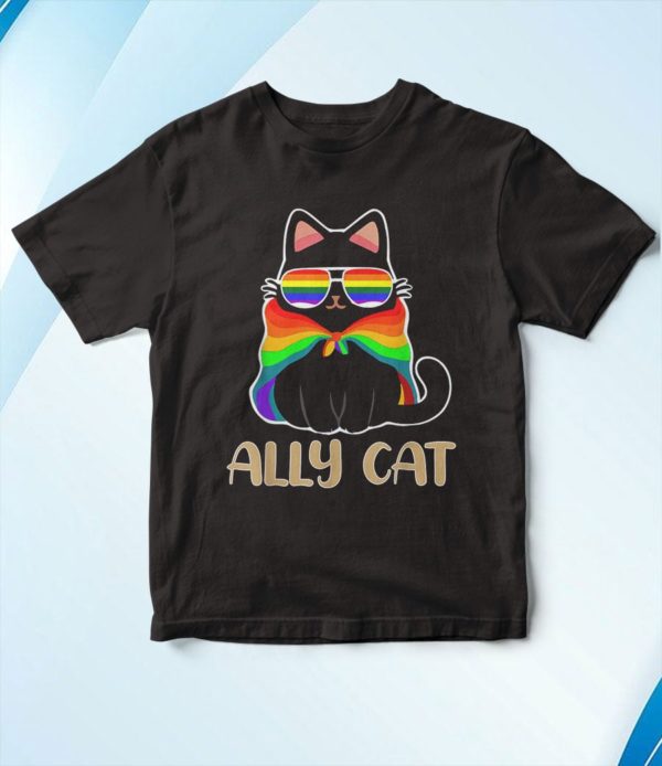 t shirt black ally cat lgbt gay rainbow pride flag 9p8a2