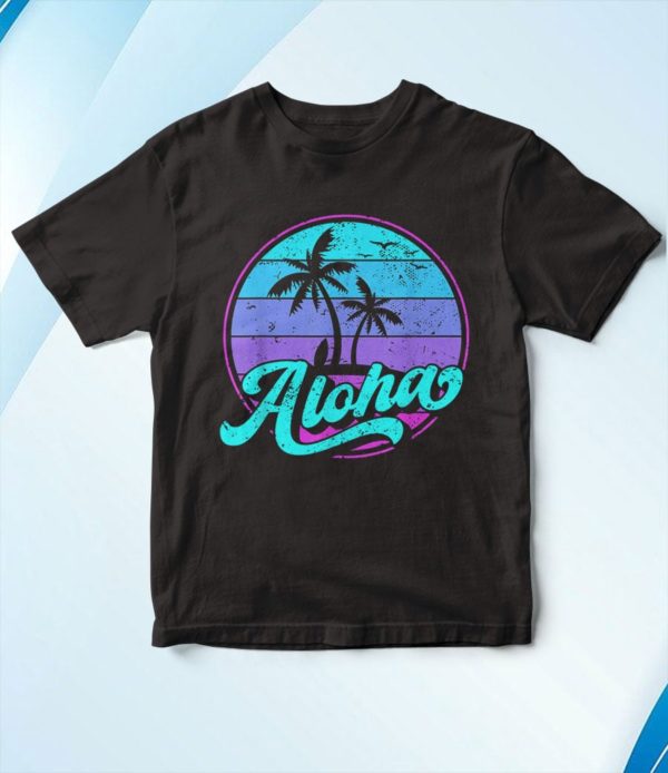 t shirt black aloha hawaii retro vintage sunset sqnga
