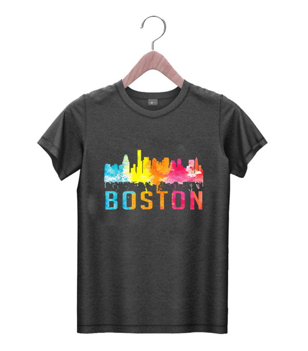 t shirt black boston massachusetts retro watercolor skyline souvenir kol4p