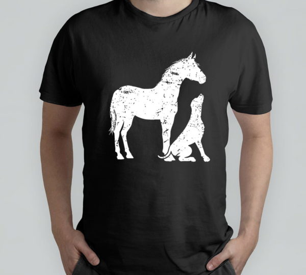 horse and dog motif t-shirt