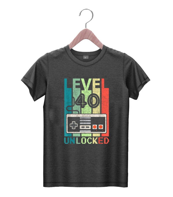 t shirt black level 40 unlocked shirt video gamer 40th birthday vw936