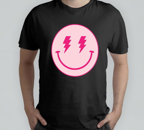 lightning bolt happy face t-shirt