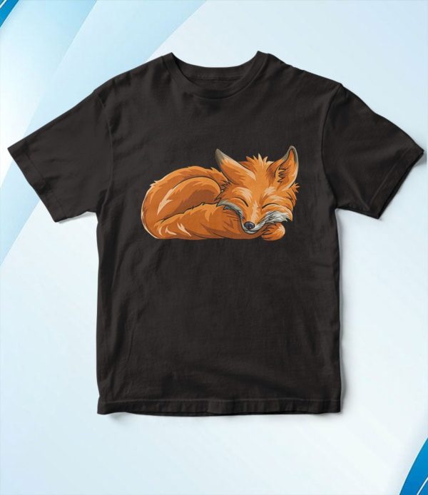 t shirt black sleeping fox animal funny woodland creature riilr