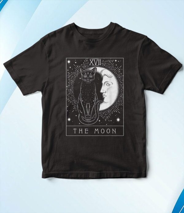 t shirt black tarot card crescent moon and cat graphic lv5qe