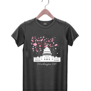 t shirt black washington dc capitol building cherry blossoms Yktpu