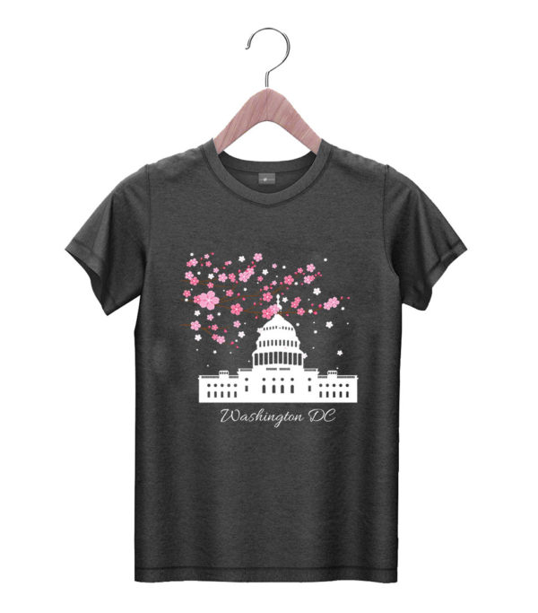t shirt black washington dc capitol building cherry blossoms yktpu