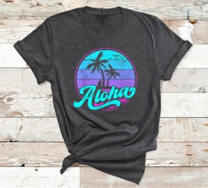 t shirt dark heather aloha hawaii retro vintage sunset xi4fv
