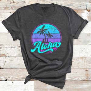 t shirt dark heather aloha hawaii retro vintage sunset xi4FV
