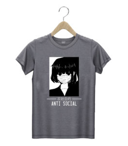t shirt dark heather anti social japanese text aesthetic vaporwave anime 0for0