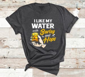 t shirt dark heather beer i like my water with barley and hops sxjve