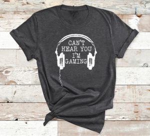 t shirt dark heather funny gamer gift headset cant hear you im gaming 7vbyu