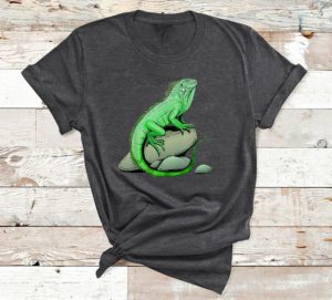 t shirt dark heather iguana lizard reptile leguan green pet animal herpetologist cqhvk