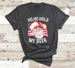 t shirt dark heather santa ho ho hold my beer tqkho
