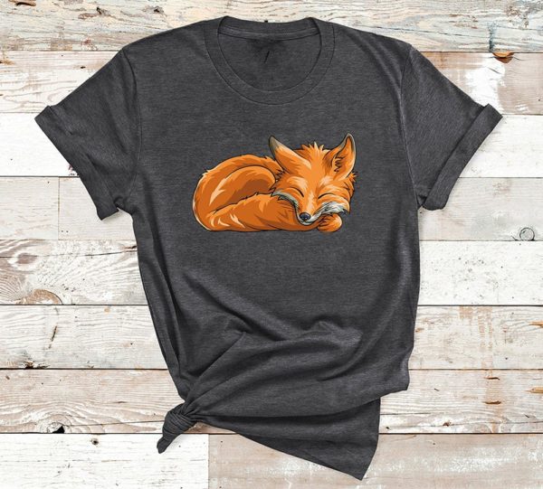 t shirt dark heather sleeping fox animal funny woodland creature 6tl6o