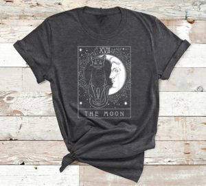t shirt dark heather tarot card crescent moon and cat graphic qdnet