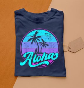 t shirt navy aloha hawaii retro vintage sunset gistt