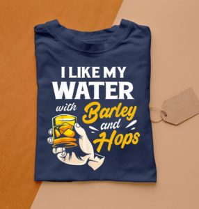 t shirt navy beer i like my water with barley and hops floqu