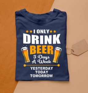 t shirt navy beer lover i only drink beer 3 days a week nvdzs