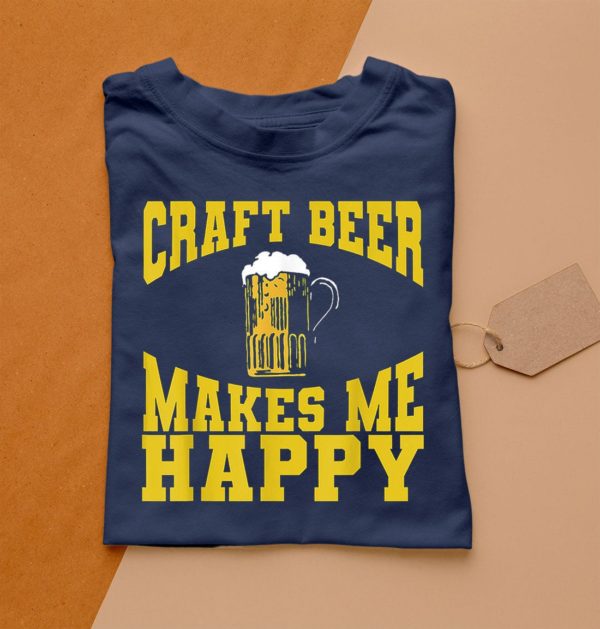 t shirt navy craft beer makes me happy cmvkn