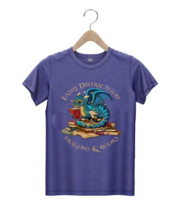 t shirt navy easily distracted by dragons and books gift nerd dragon wsatq